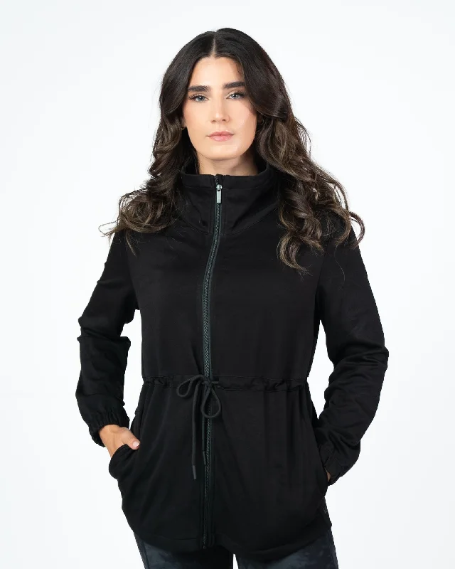 useful trench jackets -Soft Scuba Cinch Jacket - Black