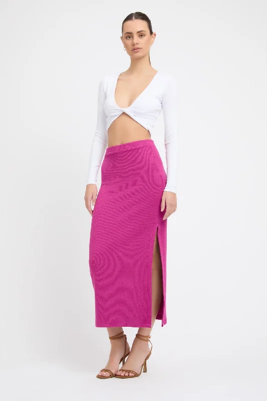 stretchy textured skirts -Samantha Split Skirt