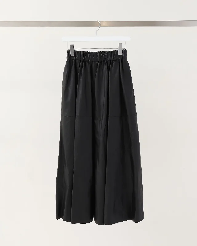 curved neck skirts -SYNTHETIC LEATHER SKIRT