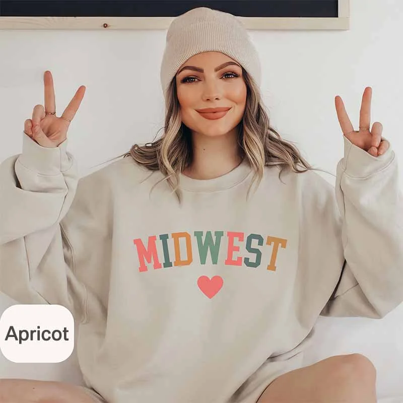 clever fresh sweatshirts -Cute Trendy Midwest Lover Sweatshirt