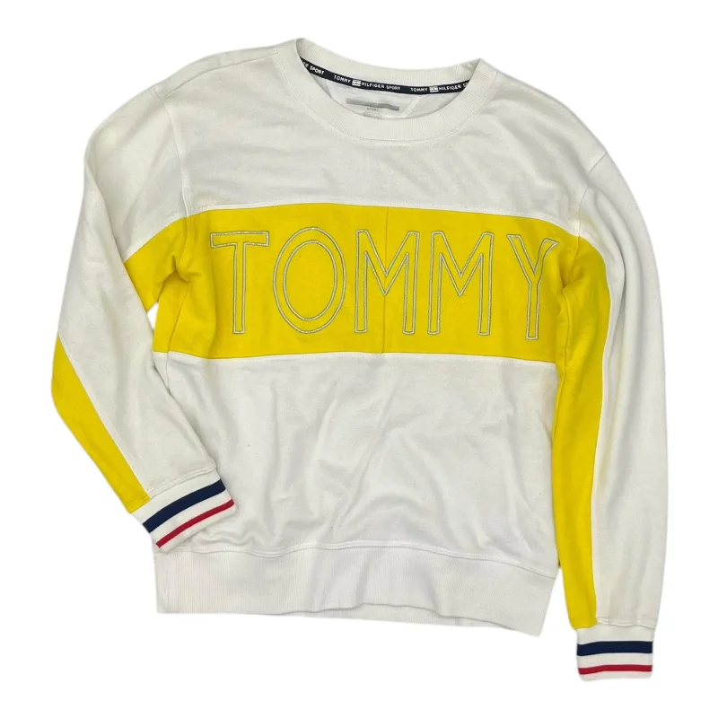 deep graphic sweatshirts -Sweatshirt Crewneck By Tommy Hilfiger In White & Yellow, Size:S