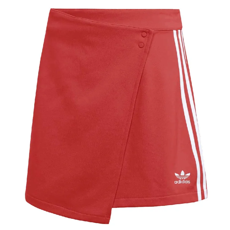 textured soft skirts -adidas - Women's Classics 3-Stripes Short Wrapping Skirt (IC5477)