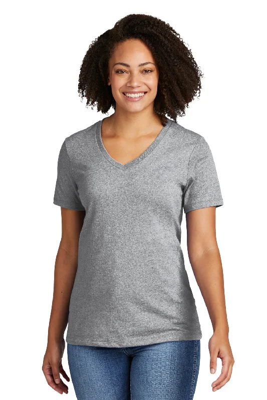 chill casual t-shirts -Allmade Womens Recycled Short Sleeve V-Neck T-Shirt - Heather Remade Grey