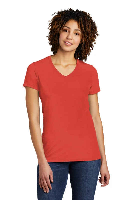 durable adventure t-shirts -Allmade Womens Short Sleeve V-Neck T-Shirt - Desert Sun Red