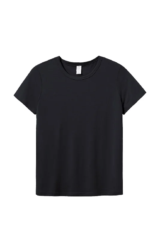 rib elastic t-shirts -Alternative Womens Modal Short Sleeve Crewneck T-Shirt - True Black