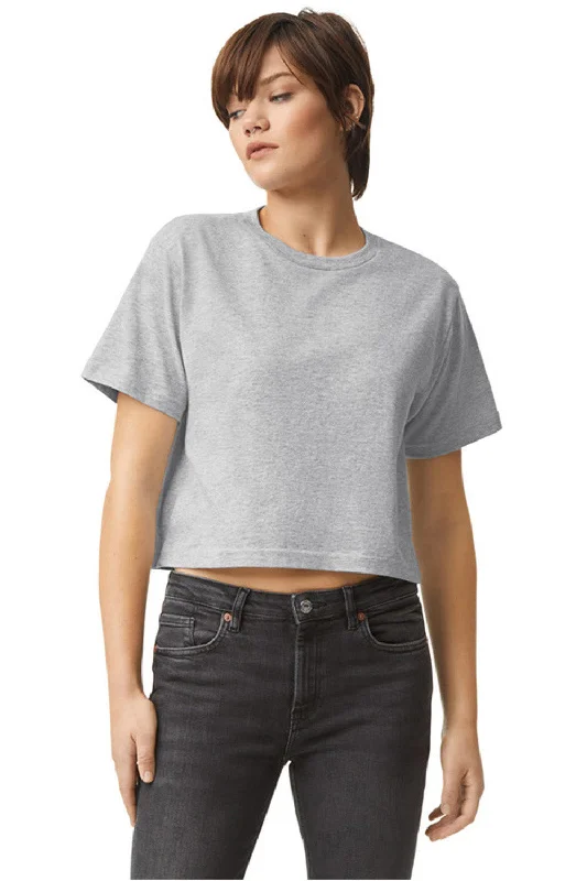 winter snug t-shirts -American Apparel Womens Fine Jersey Boxy Short Sleeve Crewneck T-Shirt - Heather Grey