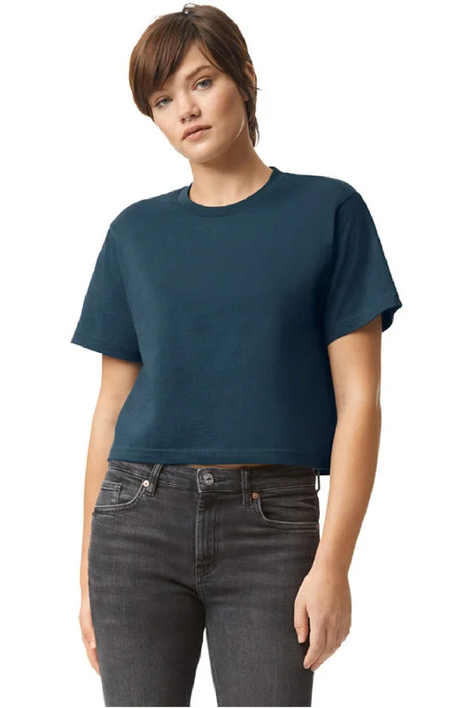 everyday relaxed t-shirts -American Apparel Womens Fine Jersey Boxy Short Sleeve Crewneck T-Shirt - Sea Blue