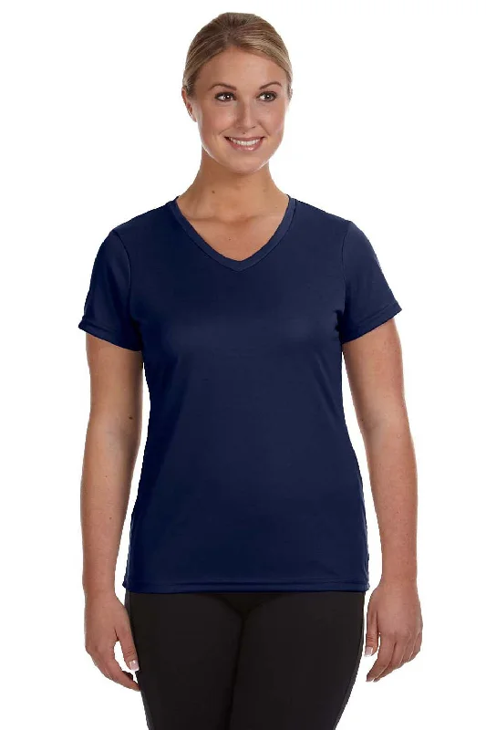 light airy t-shirts -Augusta Sportswear Womens Moisture Wicking Short Sleeve V-Neck T-Shirt - Navy Blue