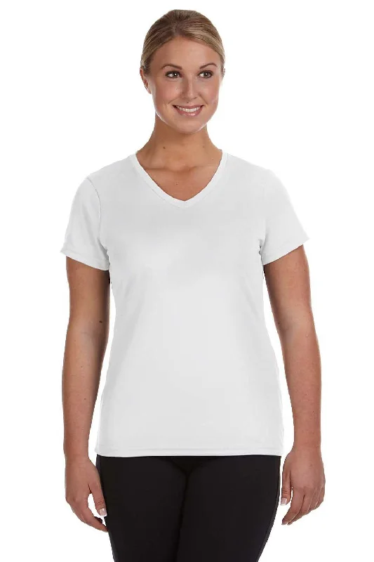 performance quick t-shirts -Augusta Sportswear Womens Moisture Wicking Short Sleeve V-Neck T-Shirt - White