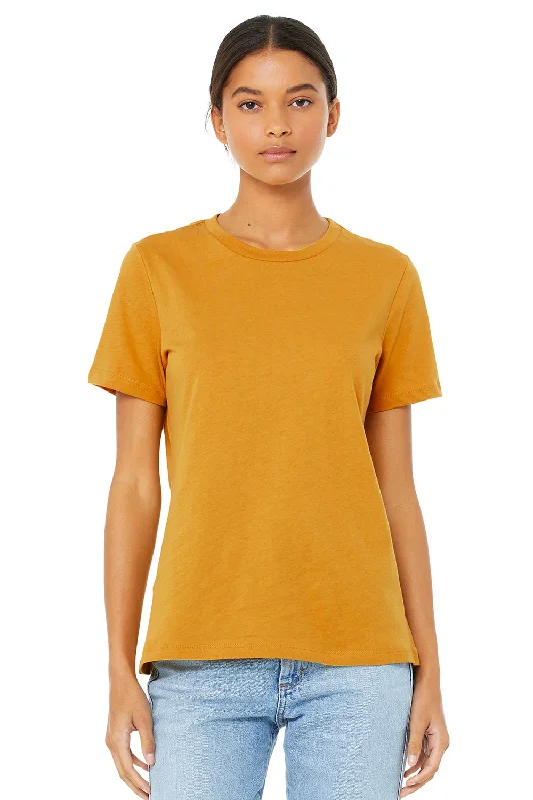 stylish mock t-shirts -Bella + Canvas Womens CVC Short Sleeve Crewneck T-Shirt - Heather Mustard Yellow