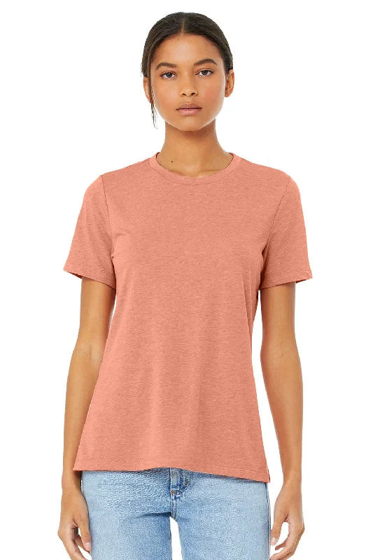 contrast bold t-shirts -Bella + Canvas Womens CVC Short Sleeve Crewneck T-Shirt - Heather Sunset Orange