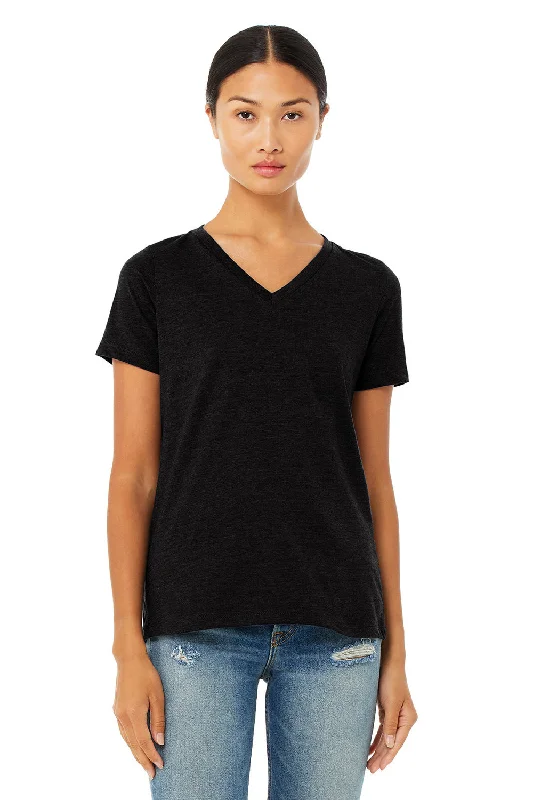 retro badge t-shirts -Bella + Canvas Womens CVC Short Sleeve V-Neck T-Shirt - Solid Black