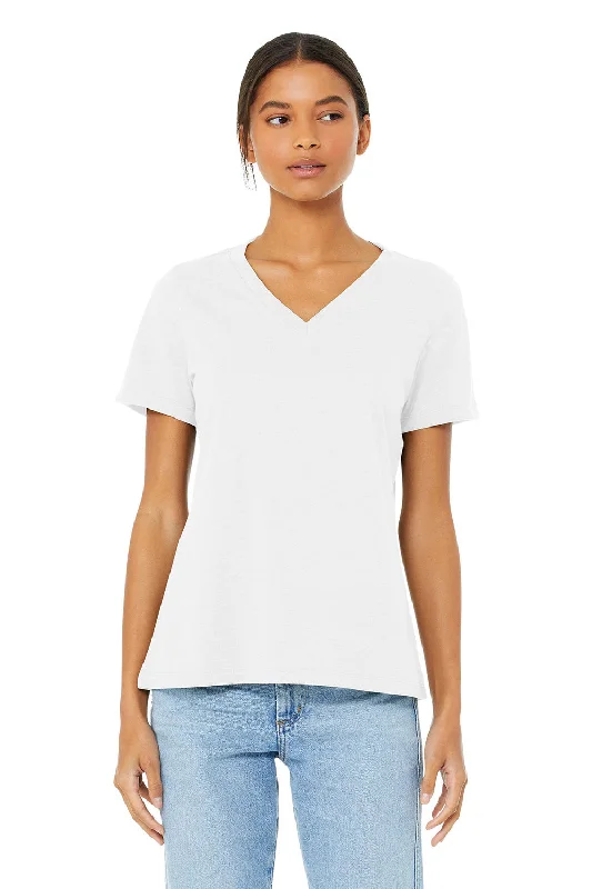 vivid athletic t-shirts -Bella + Canvas Womens CVC Short Sleeve V-Neck T-Shirt - Solid White