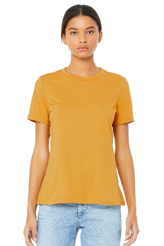 long cozy t-shirts -Bella + Canvas Womens Relaxed Jersey Short Sleeve Crewneck T-Shirt - Mustard Yellow