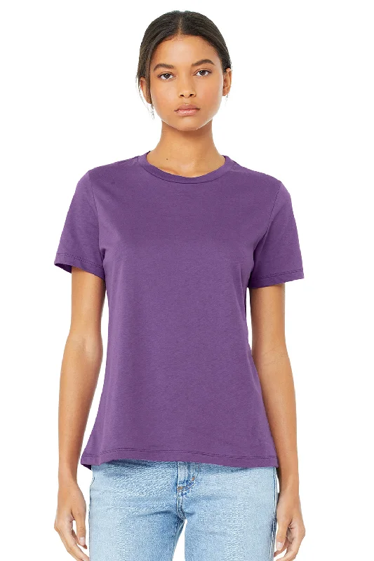 striped cool t-shirts -Bella + Canvas Womens Relaxed Jersey Short Sleeve Crewneck T-Shirt - Royal Purple