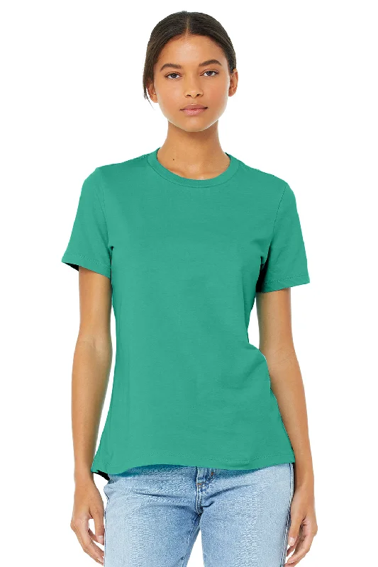 plush warm t-shirts -Bella + Canvas Womens Relaxed Jersey Short Sleeve Crewneck T-Shirt - Teal Green