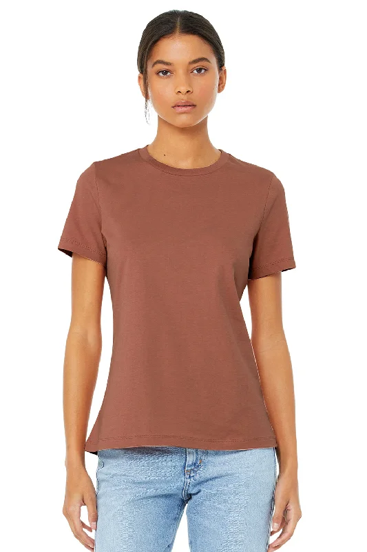 trendy cropped t-shirts -Bella + Canvas Womens Relaxed Jersey Short Sleeve Crewneck T-Shirt - Terracotta