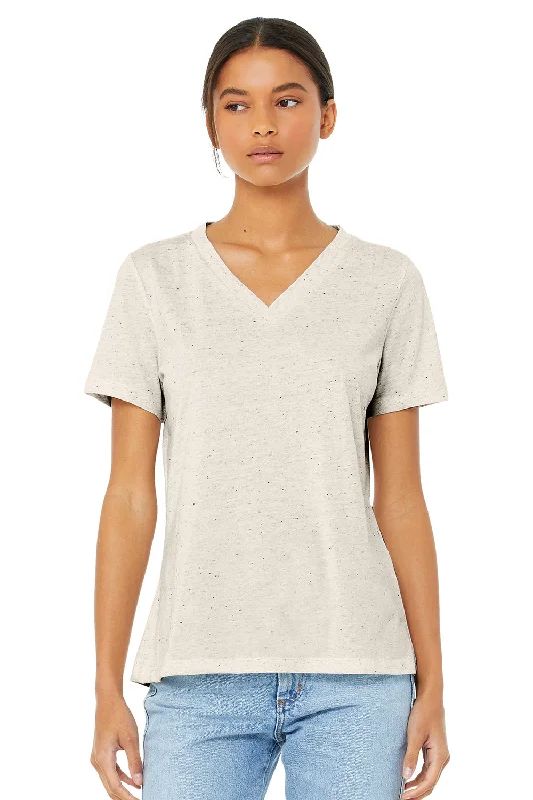 warm plush t-shirts -Bella + Canvas Womens Short Sleeve V-Neck T-Shirt - Oatmeal