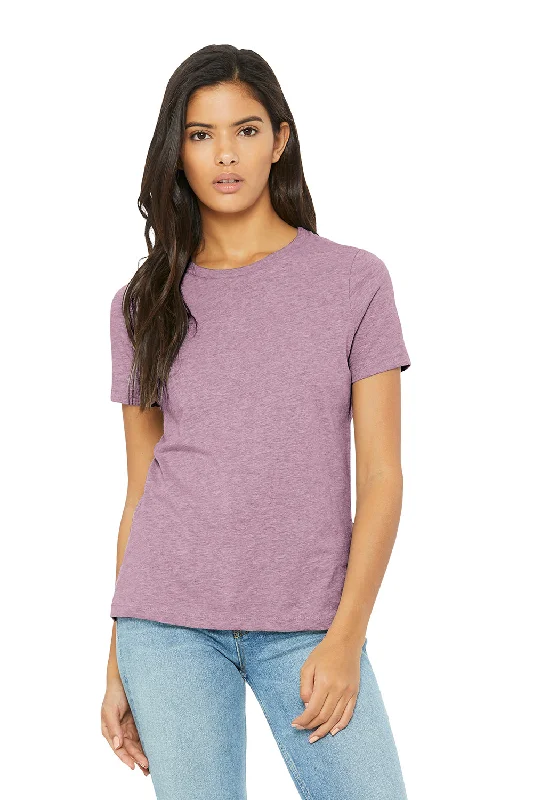 cozy knit t-shirts -Bella + Canvas Womens CVC Short Sleeve Crewneck T-Shirt - Heather Prism Lilac Purple