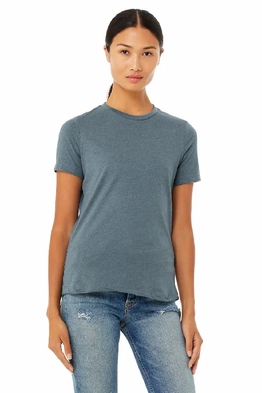 sustainable bamboo t-shirts -Bella + Canvas Womens CVC Short Sleeve Crewneck T-Shirt - Heather Slate Blue