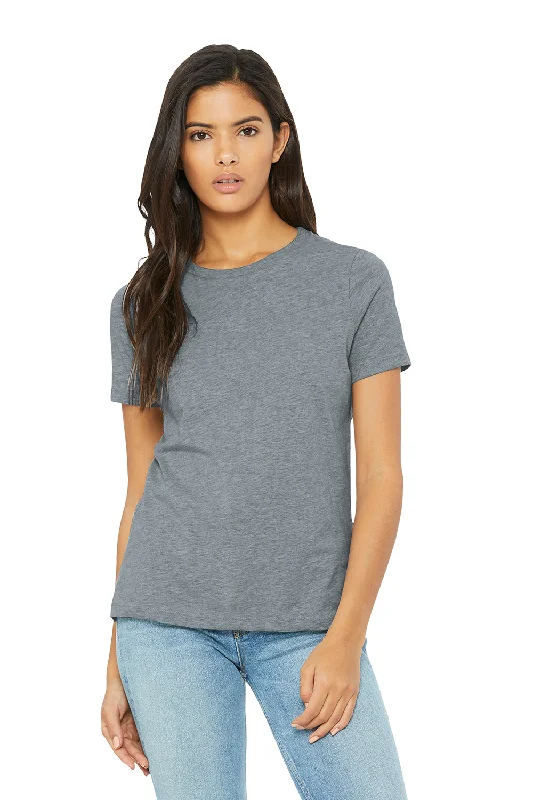 stretch ribbed t-shirts -Bella + Canvas Womens CVC Short Sleeve Crewneck T-Shirt - Heather Grey