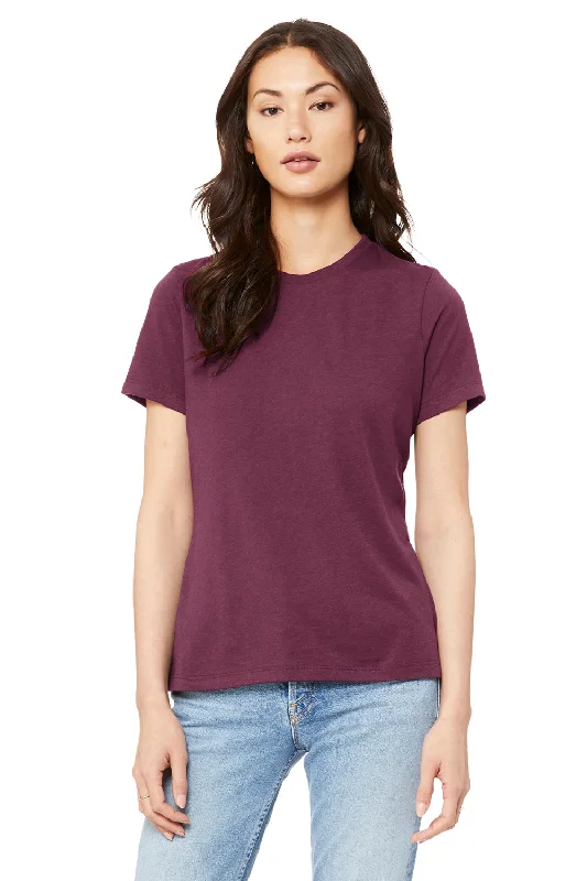 artistic floral t-shirts -Bella + Canvas Womens Relaxed Jersey Short Sleeve Crewneck T-Shirt - Maroon