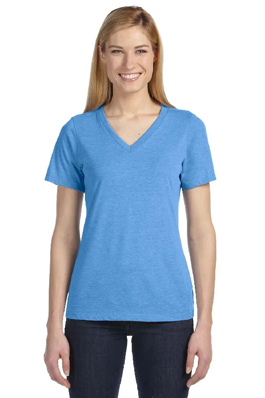 abstract vivid t-shirts -Bella + Canvas Womens Relaxed Jersey Short Sleeve V-Neck T-Shirt - Blue Triblend