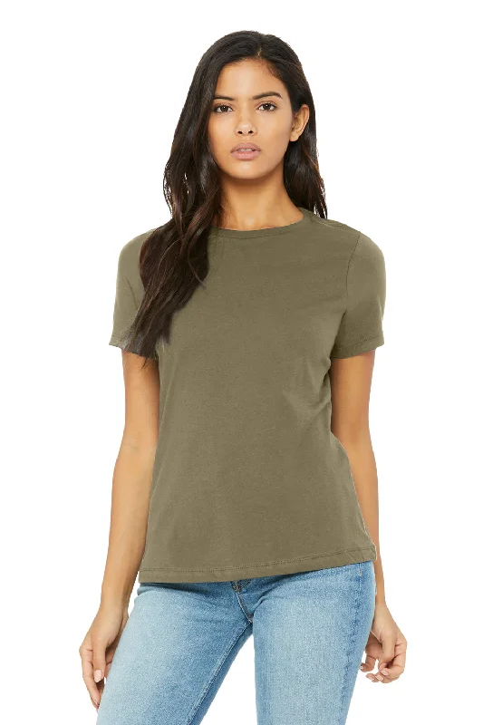 cozy long t-shirts -Bella + Canvas Womens Short Sleeve Crewneck T-Shirt - Olive Green