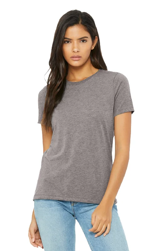 vintage roll neck t-shirts -Bella + Canvas Womens Short Sleeve Crewneck T-Shirt - Storm Grey