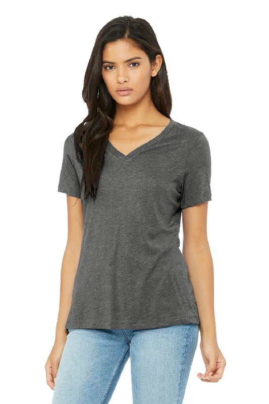 soft eco t-shirts -Bella + Canvas Womens Short Sleeve V-Neck T-Shirt - Grey