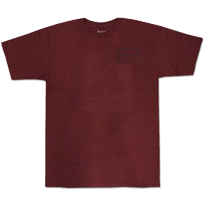 breezy travel t-shirts -Brixton Rift T-Shirt Burgundy Navy