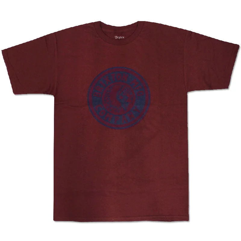 stretch ribbed t-shirts -Brixton Rival T-Shirt Burgundy Navy