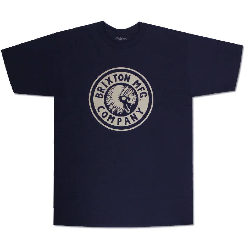 durable adventure t-shirts -Brixton Rival T-Shirt Navy White