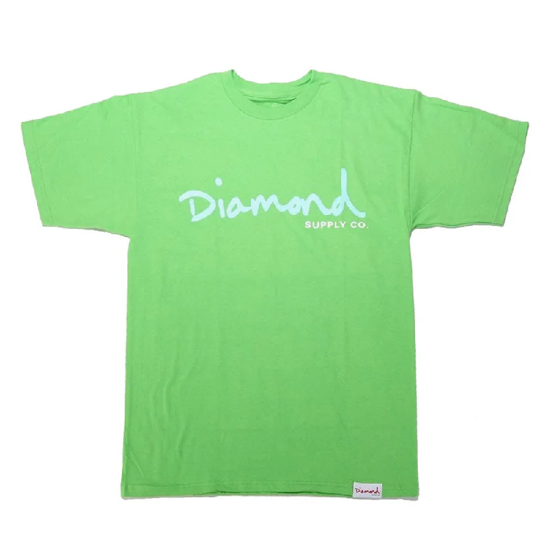 weekend laid-back t-shirts -Diamond Supply Co Og Script T-shirt Lime Green