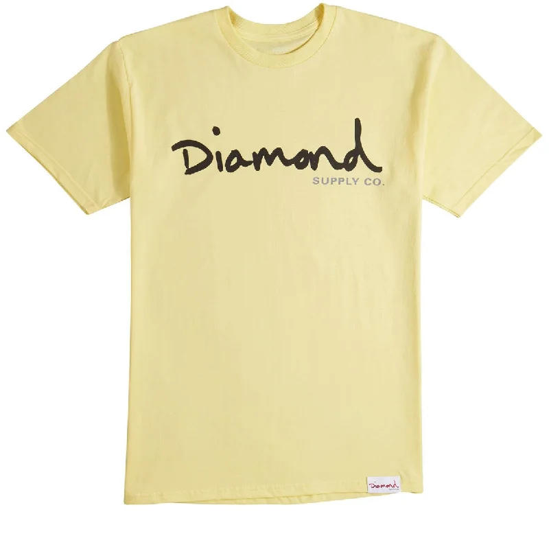 warm plush t-shirts -Diamond Supply Co Og Script T-shirt Yellow