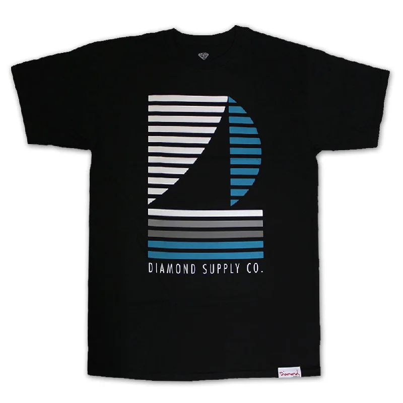 thermal snug t-shirts -Diamond Supply Co Stripe Boat T-shirt Black