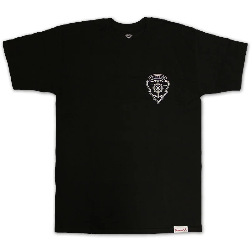 relaxed baggy t-shirts -Diamond Supply Co Yacht Crest T-shirt Black