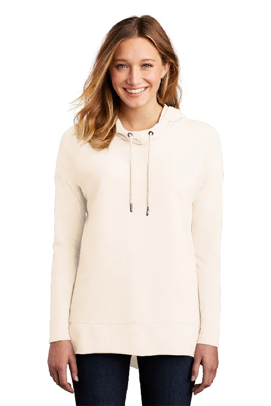 relaxed oversized t-shirts -District Womens French Terry Hooded T-Shirt Hoodie - Gardenia