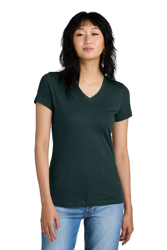 classic round neck t-shirts -District Womens Perfect Weight Short Sleeve V-Neck T-Shirt - Rainforest Green