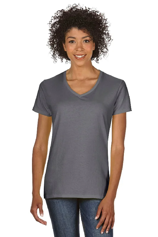 smart tailored t-shirts -Gildan Womens Short Sleeve V-Neck T-Shirt - Charcoal Grey