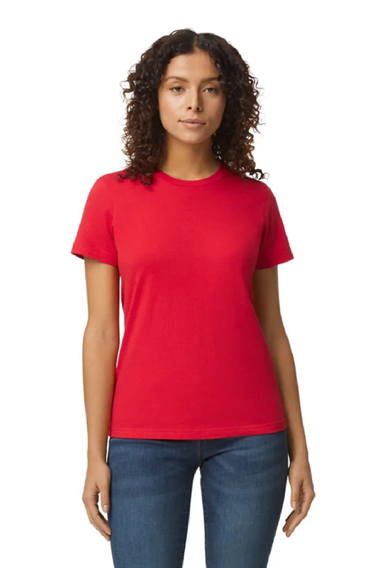 refined v-neck t-shirts -Gildan Womens Softstyle Short Sleeve Crewneck T-Shirt - Red