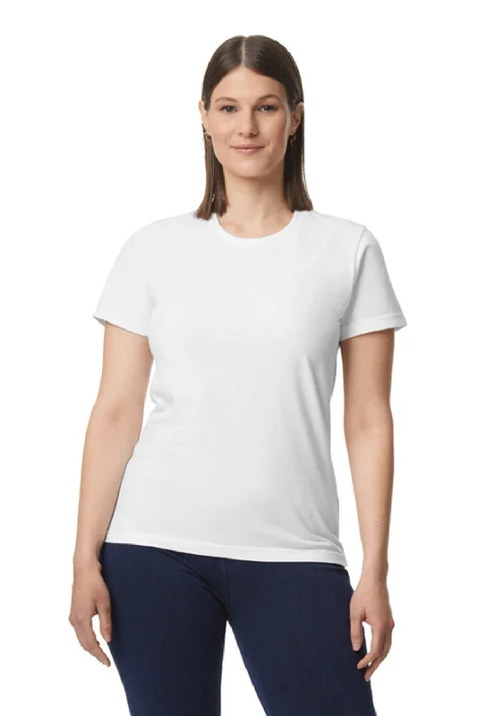 stretchy textured t-shirts -Gildan Womens Softstyle Short Sleeve Crewneck T-Shirt - White