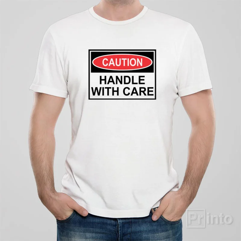 roll neck vintage t-shirts -Handle with care