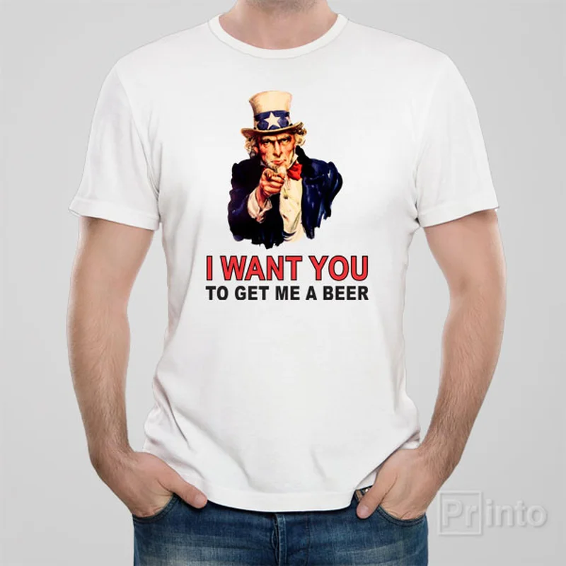 playful printed t-shirts -I want you to get me a beer