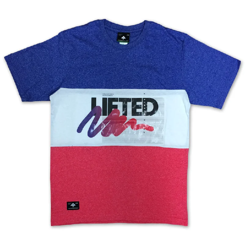 bold contrast t-shirts -LRG Wavy Knit T-shirt True Blue Heather