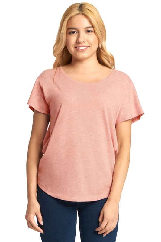 baseball trendy t-shirts -Next Level Womens Dolman Jersey Short Sleeve Scoop Neck T-Shirt - Desert Pink