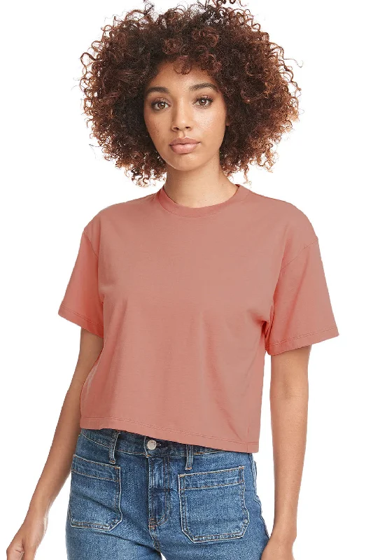 fine jersey t-shirts -Next Level Womens Ideal Crop Short Sleeve Crewneck T-Shirt - Desert Pink