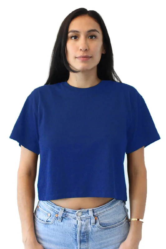 breezy sleeveless t-shirts -Next Level Womens Ideal Crop Short Sleeve Crewneck T-Shirt - Royal Blue