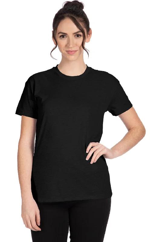 sleek boat neck t-shirts -Next Level Womens Relaxed CVC Short Sleeve Crewneck T-Shirt - Black