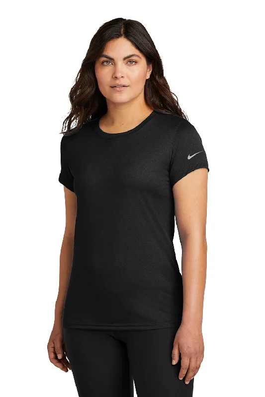 retro high neck t-shirts -Nike Womens rLegend Dri-Fit Moisture Wicking Short Sleeve Crewneck T-Shirt - Black